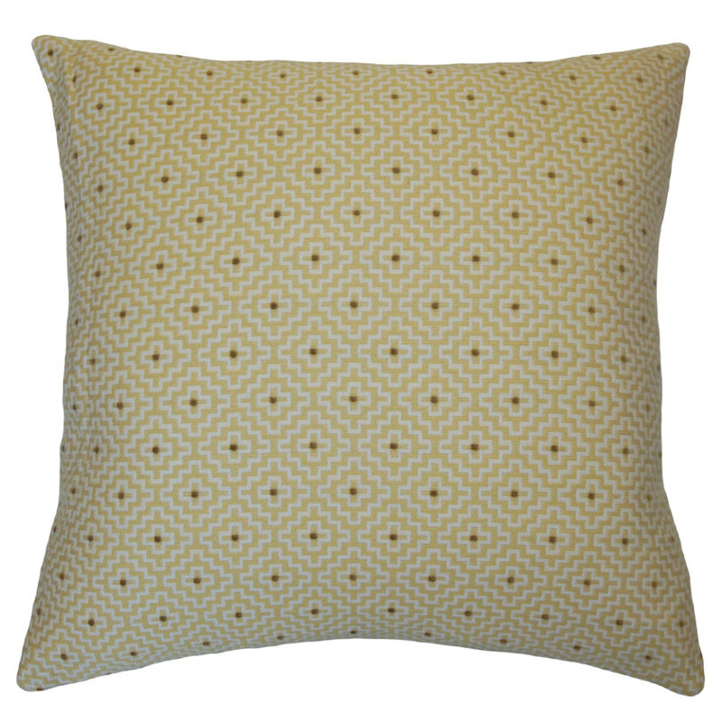 Coussin décoratif à motif géométrique BEAUNE, Hauteur (26 po) x largeur (26 po), Maïs