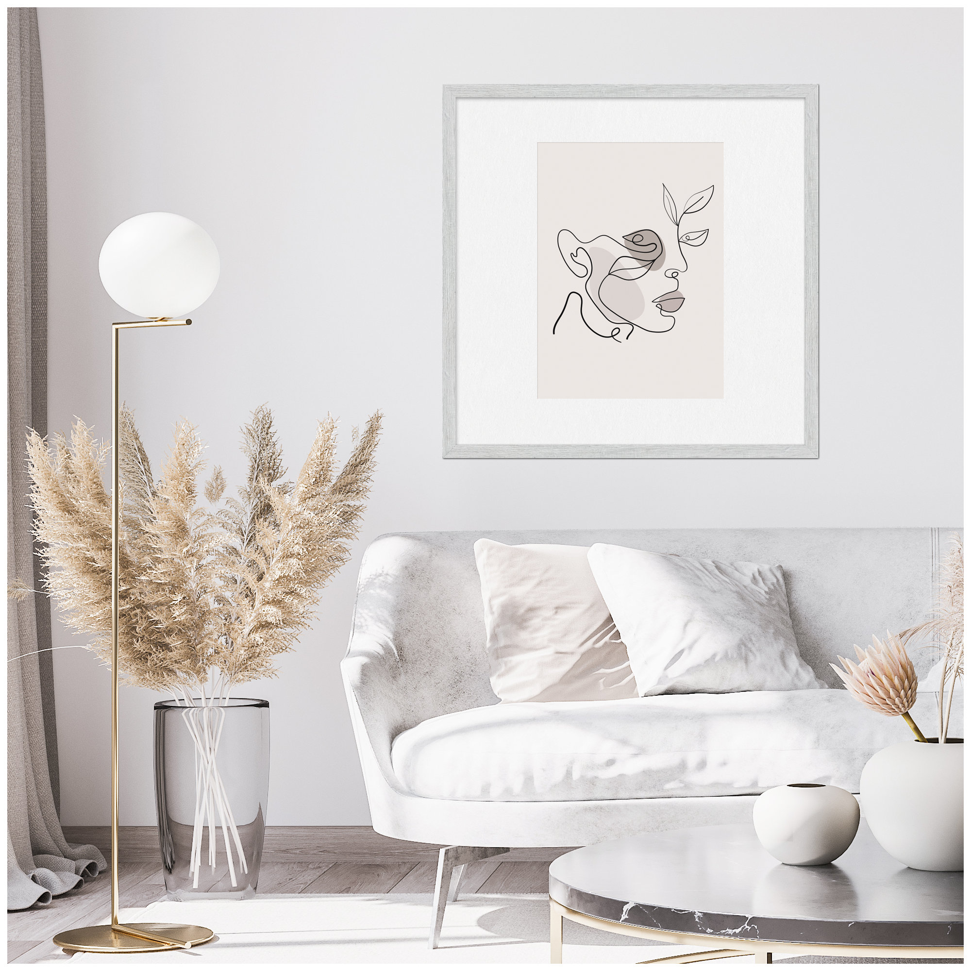 Linetta Wood Picture Frame with Mat, 20" x 30", 24" x 30", White