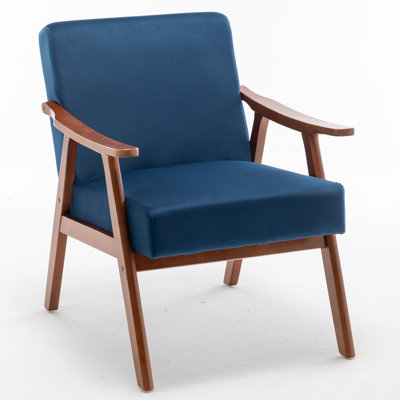 Accent Chair with Upholstery and Solid Wood Frame, Classic Mid-Century Modern Living Room Furniture for Extra Seating