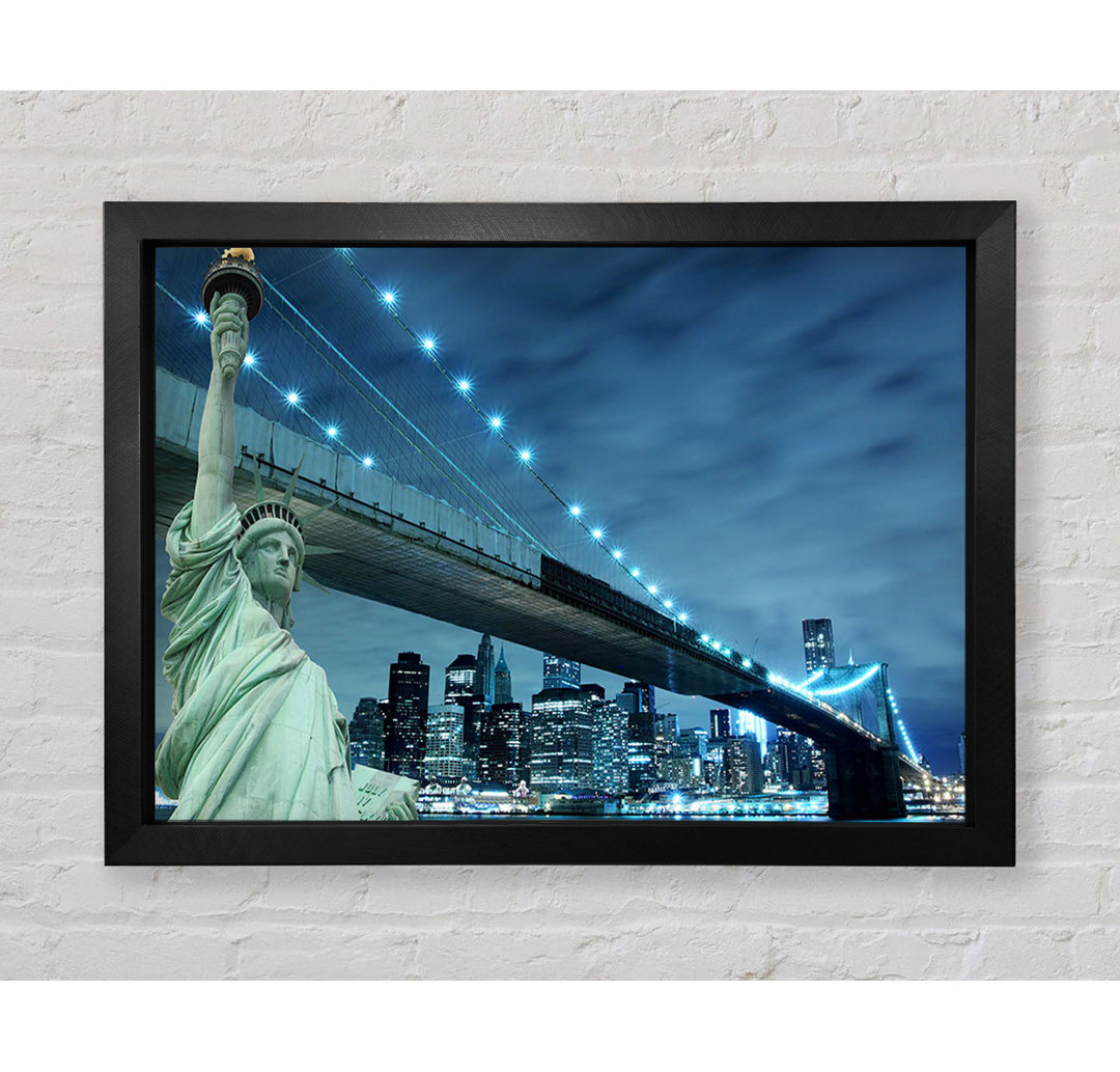 Freiheitsstatue Brooklyn Bridge Nights - Druck