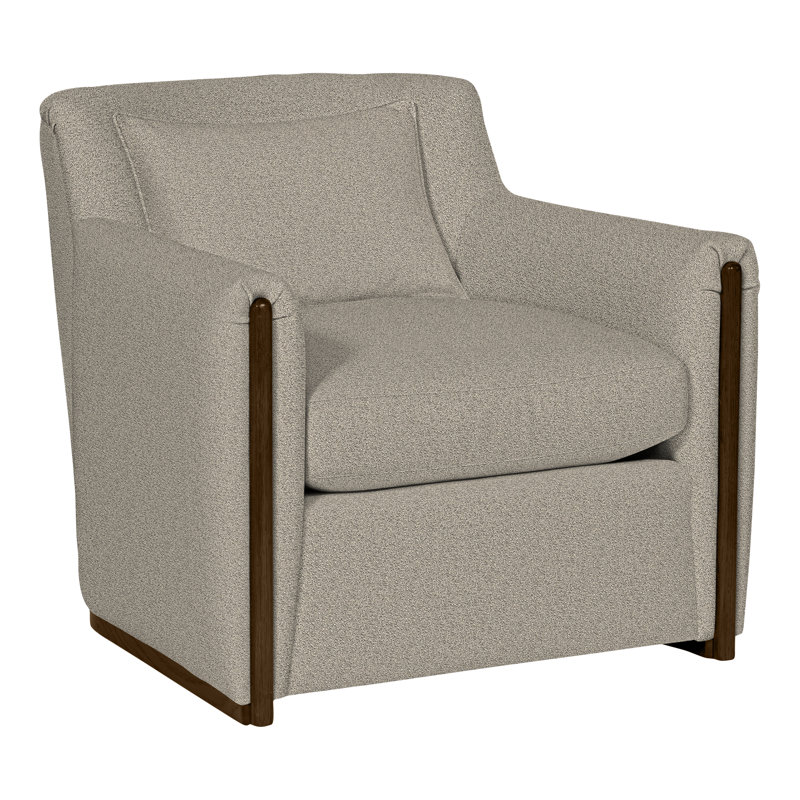 Thom Filicia Home 32.5" Wide Upholstered Armchair, Kennelly Snow Polyester Blend, Havana