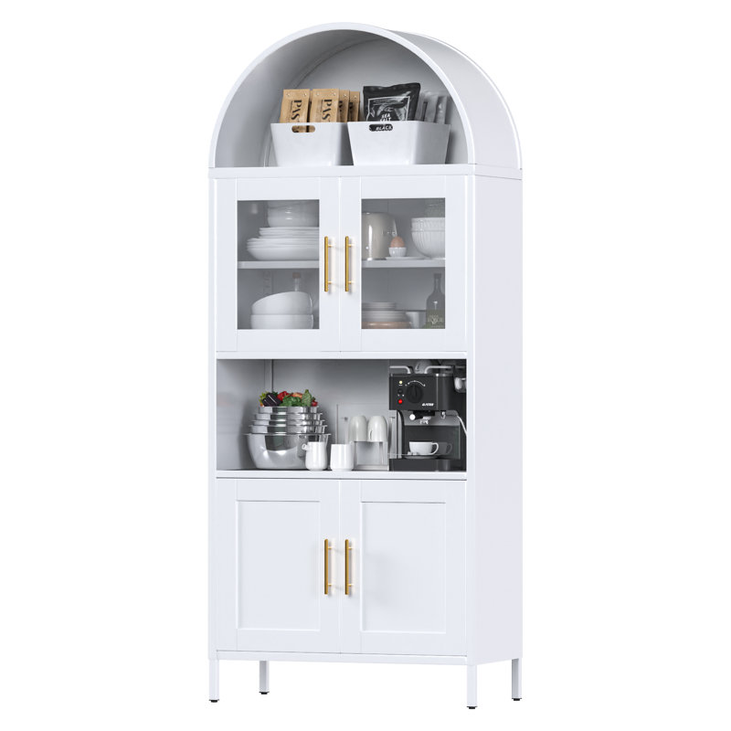 Metal Display Cabinet With Glass Doors And Adjustable Shelves, Modern Freestanding Arched Cabinet, Antique Cabinets, Porcelain Cabinets, Bookshelves,assembly Required