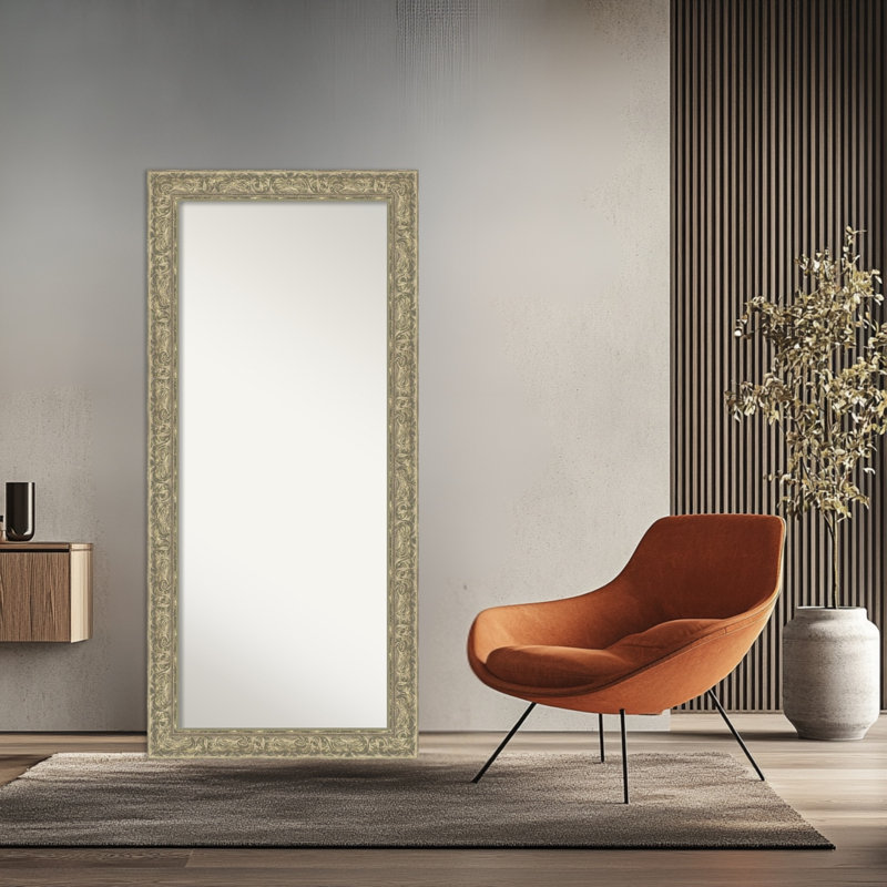 Miroir de plancher pleine grandeur Luxe Antique, Argent antique