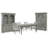 Branice Farmhouse Leg Dining Table With 2 Side Chairs And 2 Host Chairs Server Hutch And China