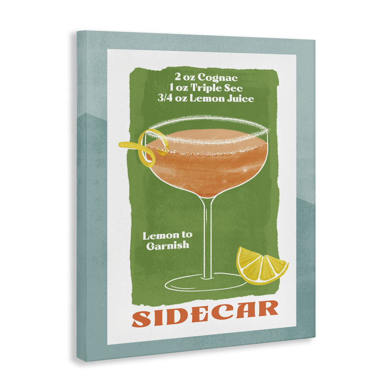 «Retro Sidecar Recipe», art mural sur toile par Deane Beesley, H 48 po x l 36 po