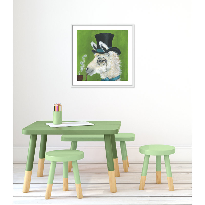 Lama et tuyau, art encadré, H 27,5 po x l 27,5 po x P 1,18 po, Cadre blanc