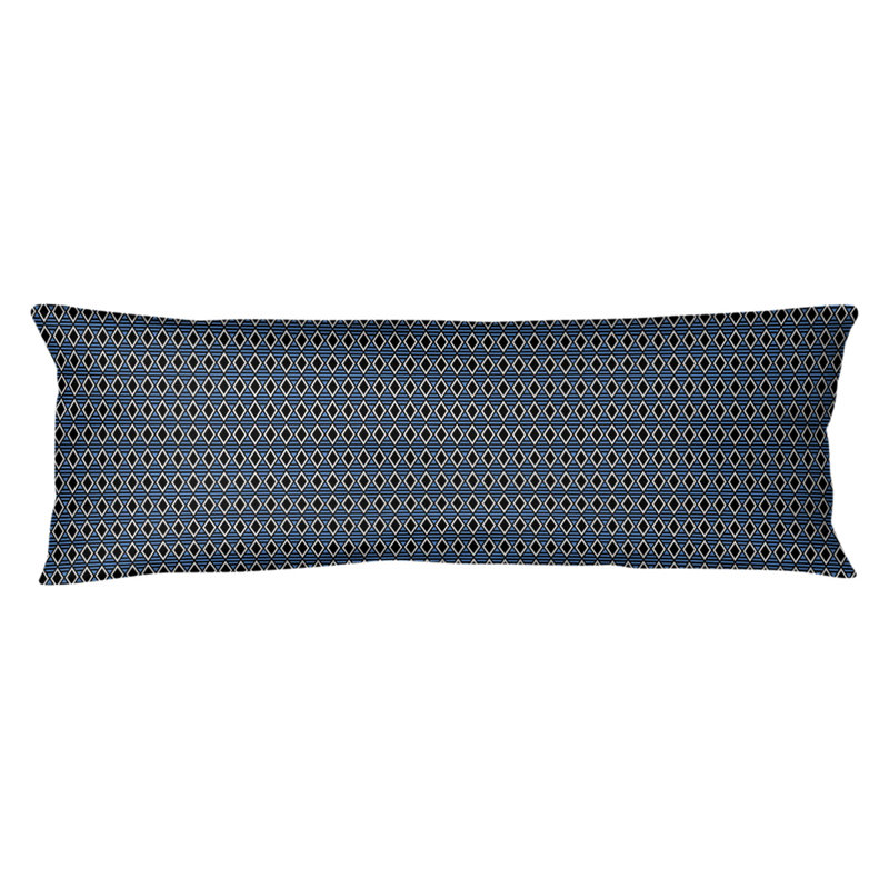 Coussin lombaire à motif géométrique Katelyn Elizabeth, Bourre en polyester, Molleton moelleux, Noir / Bleu