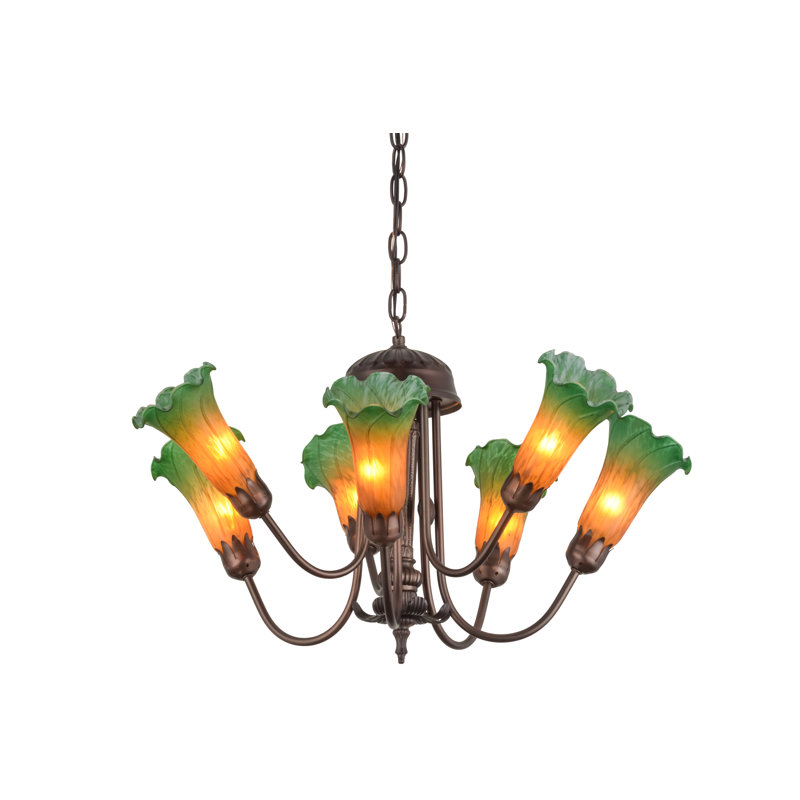 Greenbriar Oak 7 - Light Glass Chandelier