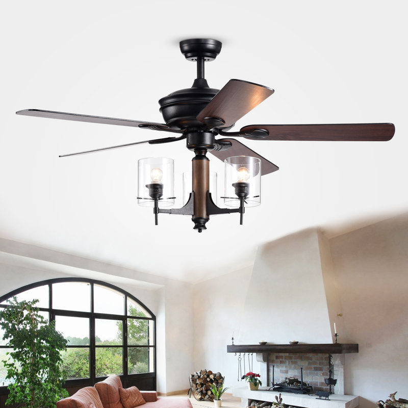 Ventilateur de plafond 52 pales 52 po avec télécommande et ensemble d'éclairage inclus Poirier