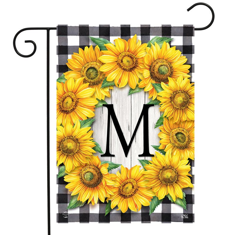 Sunflowers Monogram M Garden Flag