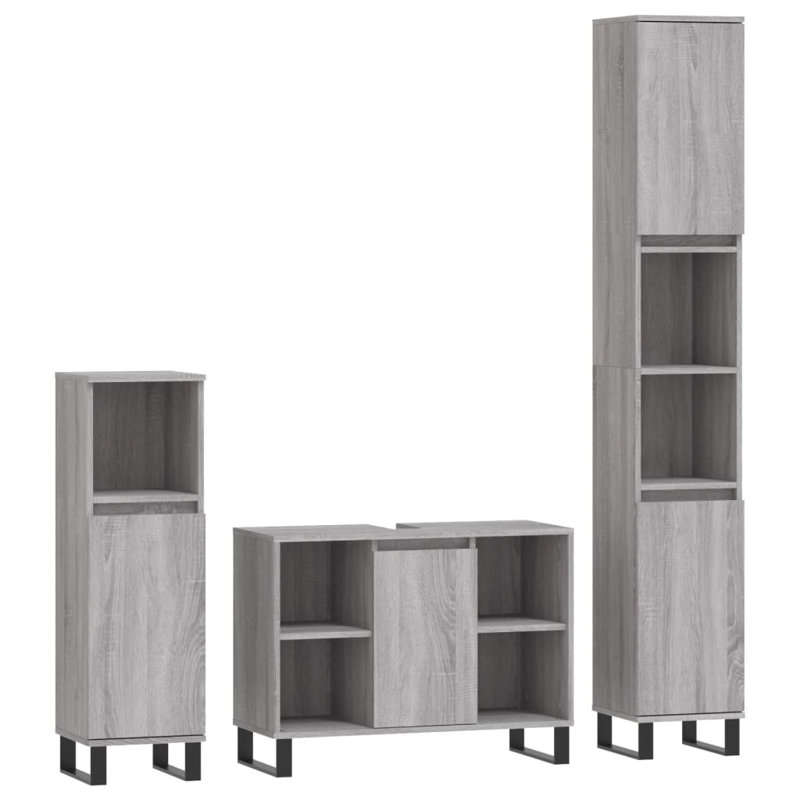 Venedy Bathroom Storage Furniture Set, Grey Sonoma