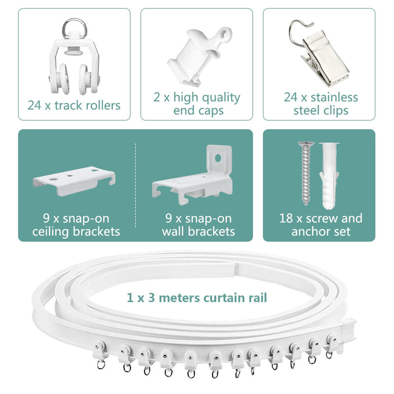 Giza Natural 2cm Curtain Track/Rail, 300cm H x 2cm W x 2cm D