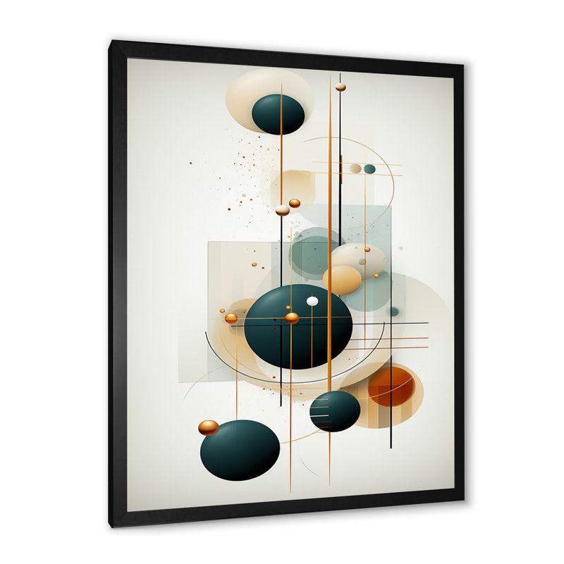 «Sweet Serenity» circulaire géométrique minimaliste rétro I - décoration murale géométrique moderne, Cadre simple noir