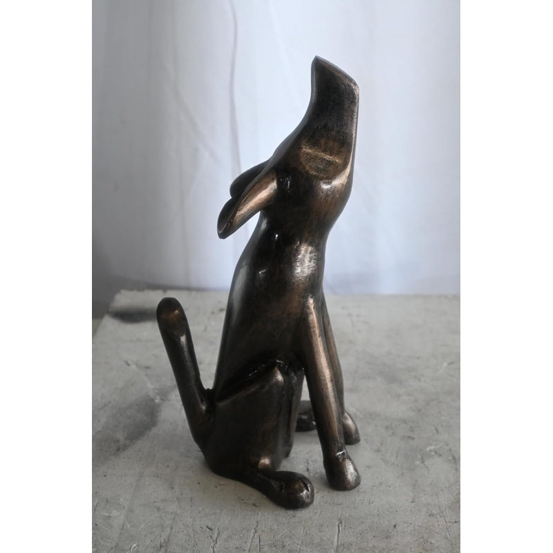 Petite statue en aluminium «Coyote Hurlant» Collection Faune 6 po x 8 po x H 14 po