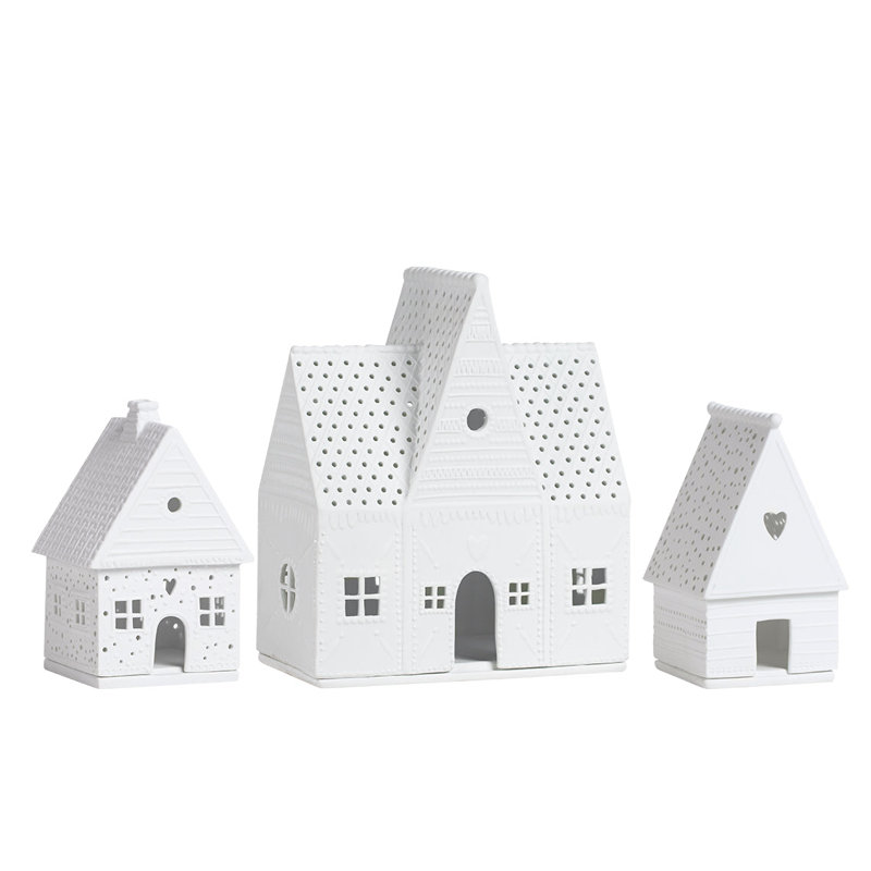 Village House Porcelain Village Gingerbread House Set - 3 Pieces