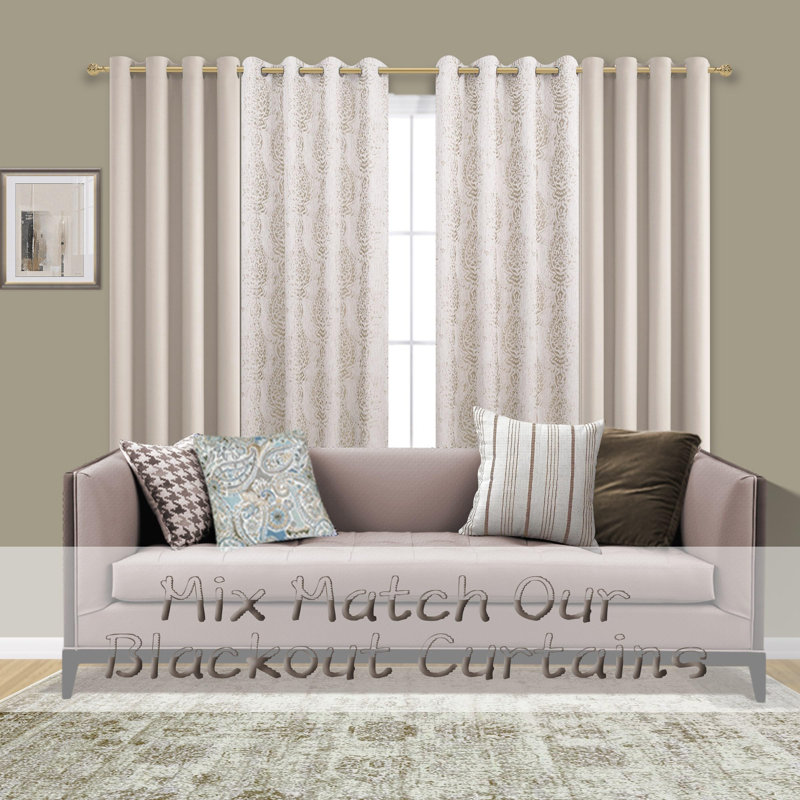 Rideaux géométriques taupe Mowrystown de 84 po de long, 2 panneaux 50% occultant à motif de damas marocain, brun clair beige / brun clair