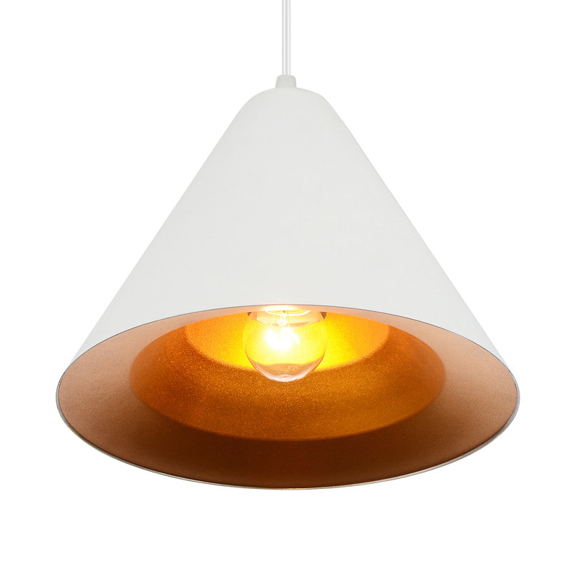Luminaire suspendu 1 lumière à cône simple Lamontagne, Blanc mat