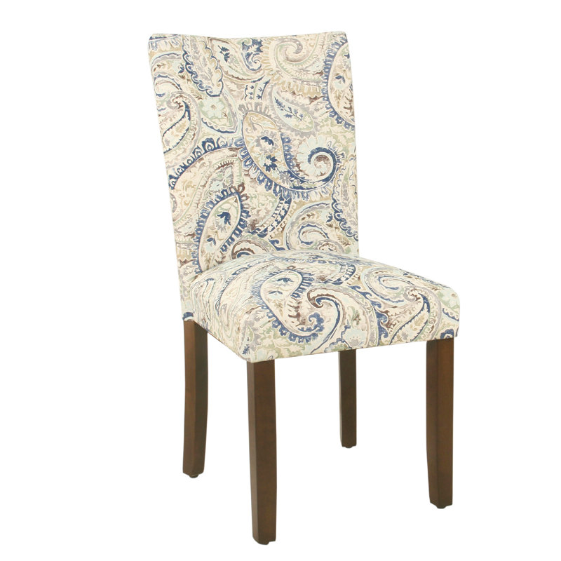 Chaise parsons rembourrée Michaelson , Velours crème / cachemire bleu, Brun