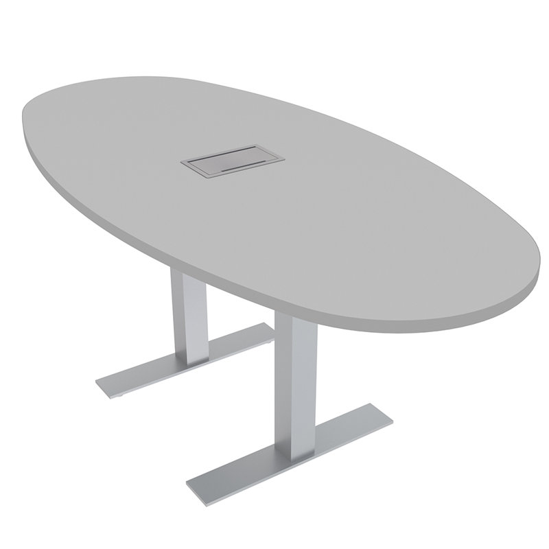 Table de conférence ovale pour bateau avec puissance et données, Brouillard gris, L 72 po x l 36 po