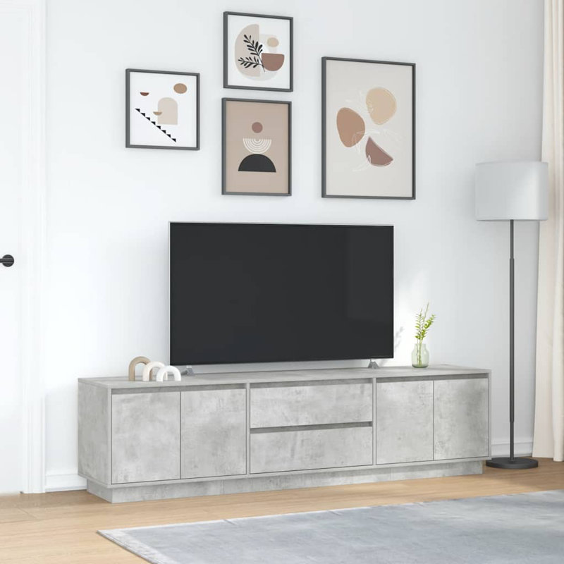 Latitude TV Cabinet with LED Lights 193.5x41x50 cm, Concrete Grey