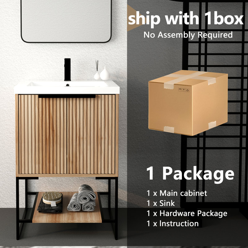 24'' Single Bathroom Vanity with Resin Top