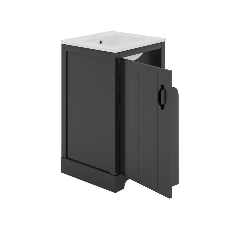 Bathroom Vanity With Sink, Storage Rack, Black