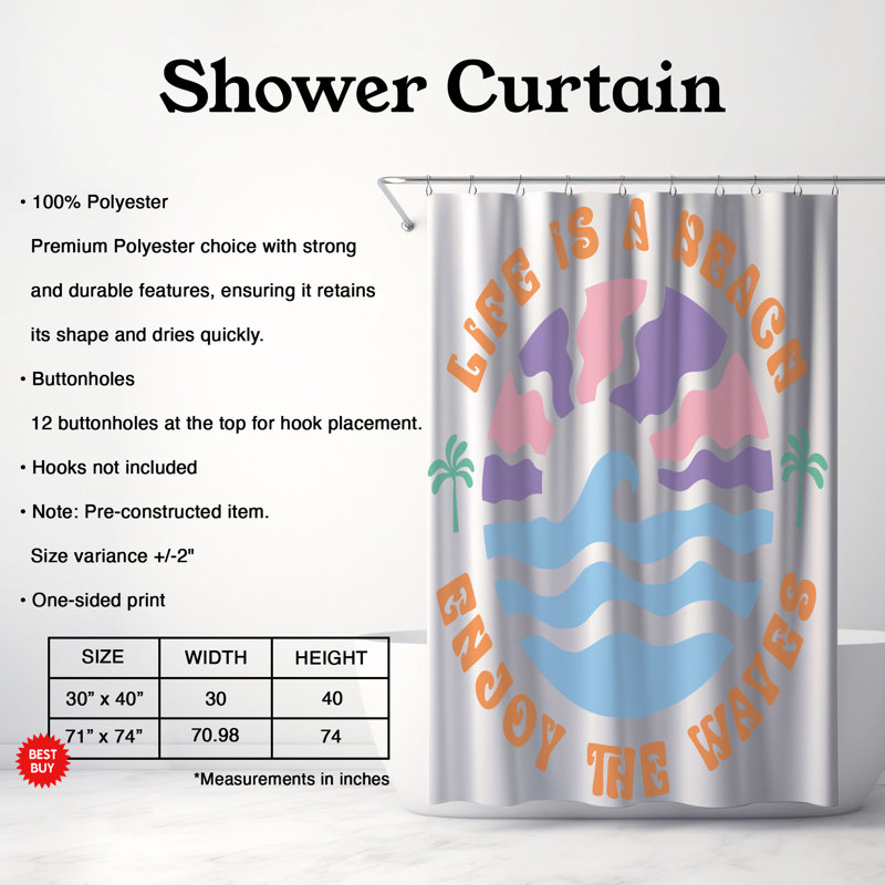 Gulam Shower Curtain, H 74 po x l 71 po