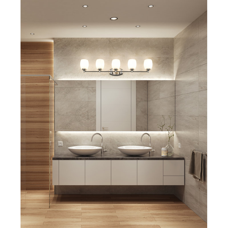 Meuble-lavabo 5 lumières Fenella, Nickel brossé