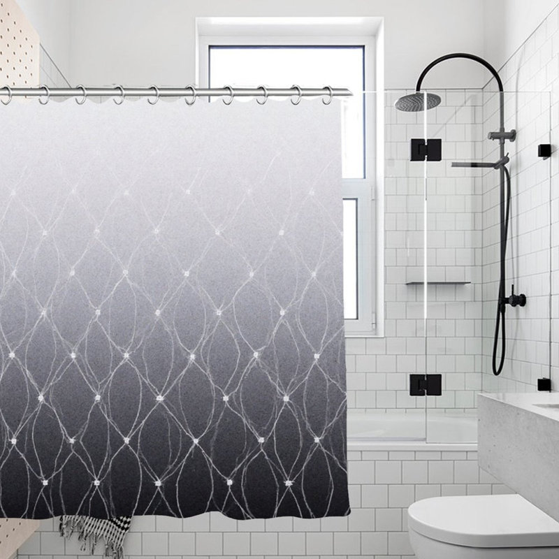 Silver Grey Grid Texture Shower Curtains, 71X71