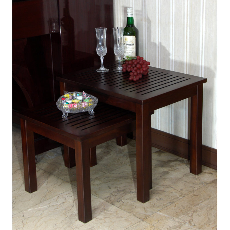 Solid Mahogany Rectangular Nesting Tables in Dark Brown