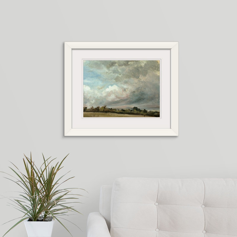 «Cloud Study, 1821 on Oak Panel» par John Constable, reproduction d'art, H 20 po x l 24 po x P 1 po, Cadre blanc