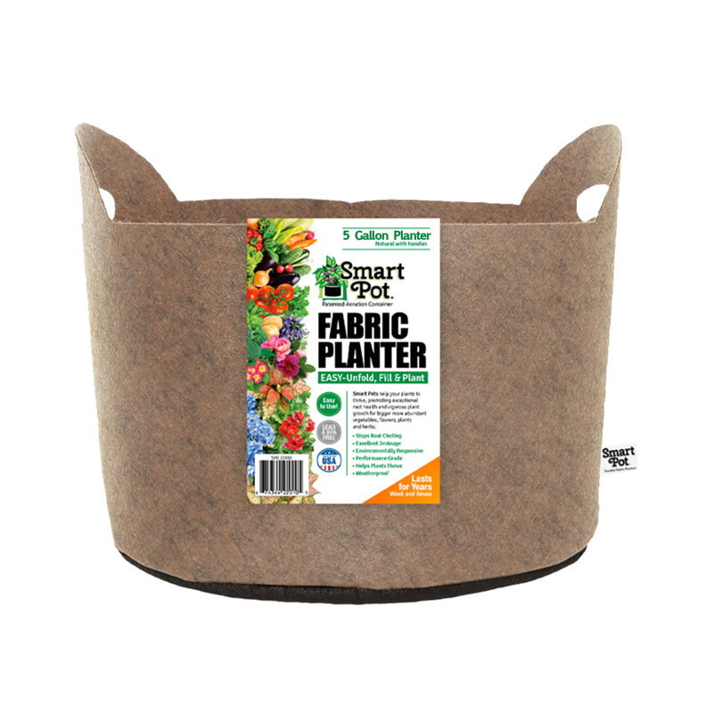 Tan 5 Gallon Fabric Planter Bag with Handles