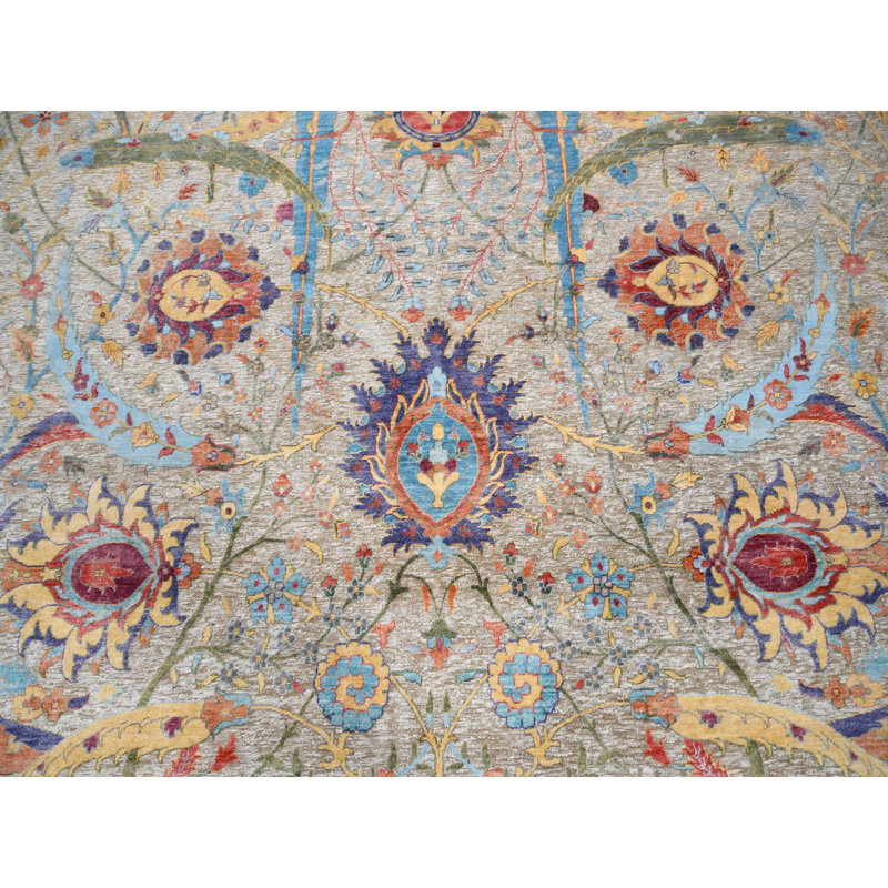 Tapis oriental en soie texturée noué à la main 9 pi 1 po x 12 pi 4 po 4D97F693215C44EEBD4C39F5584E6009