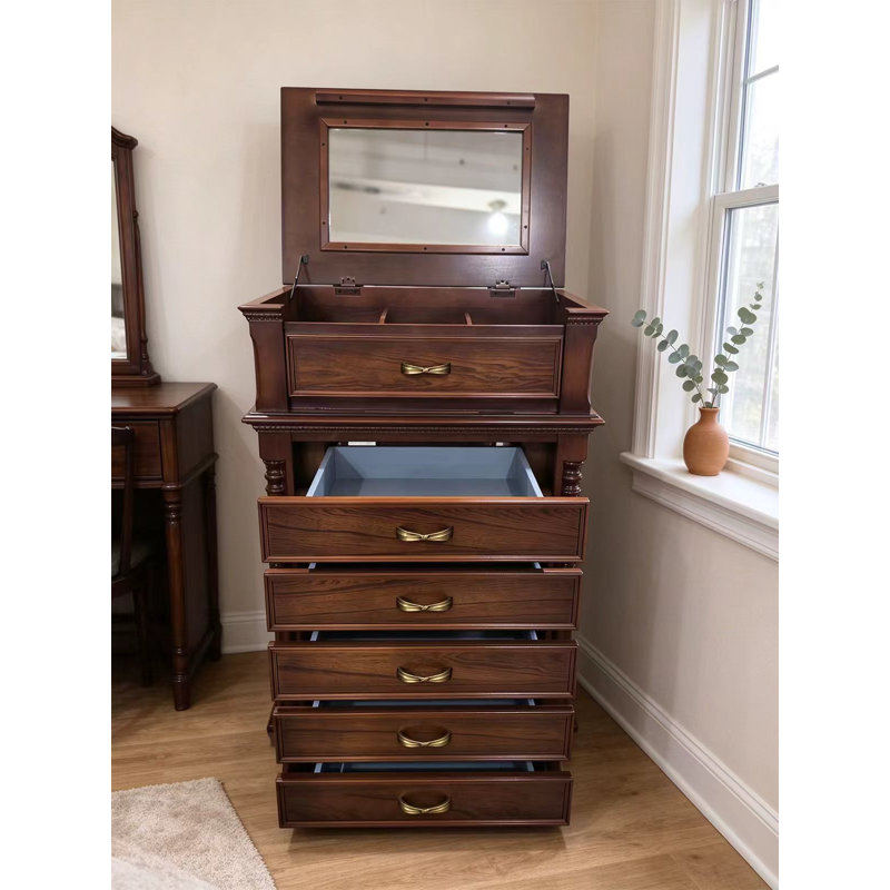 31.1 " W Solid Wood and Glass Jewelry Armoire
