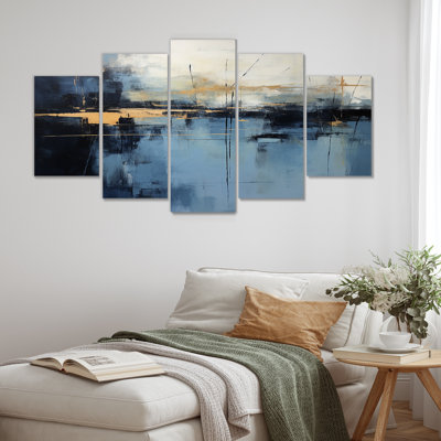 Mystery Mist In The Meadow - Abstract Landscape Wall Art Canvas 5 Piece