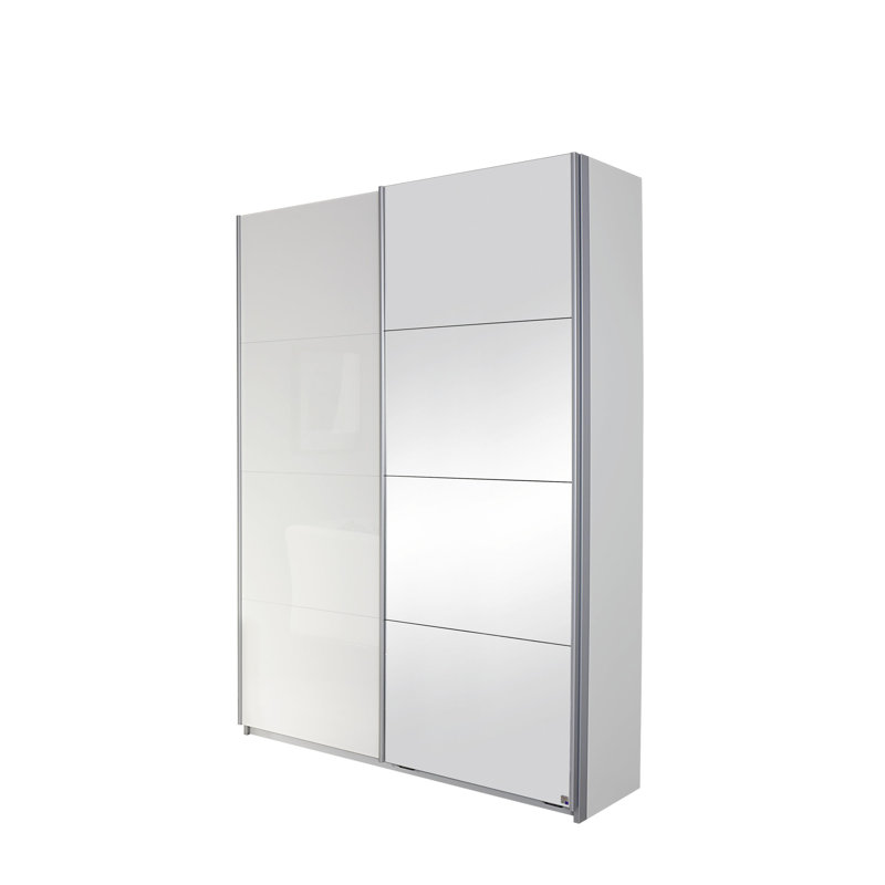 Minosa 2 Door Sliding Wardrobe, Basic: 7 shelves, 1 clothes rail (pull-out clothes, 197cm H x 136cm W x 48cm D