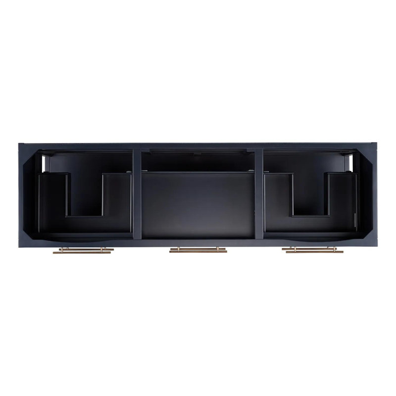 72" Robertson Double Bathroom Vanity Set with Rectangular Undermount Sinks, Midnight Navy Blue, 8" Widespread, Carrara Marble