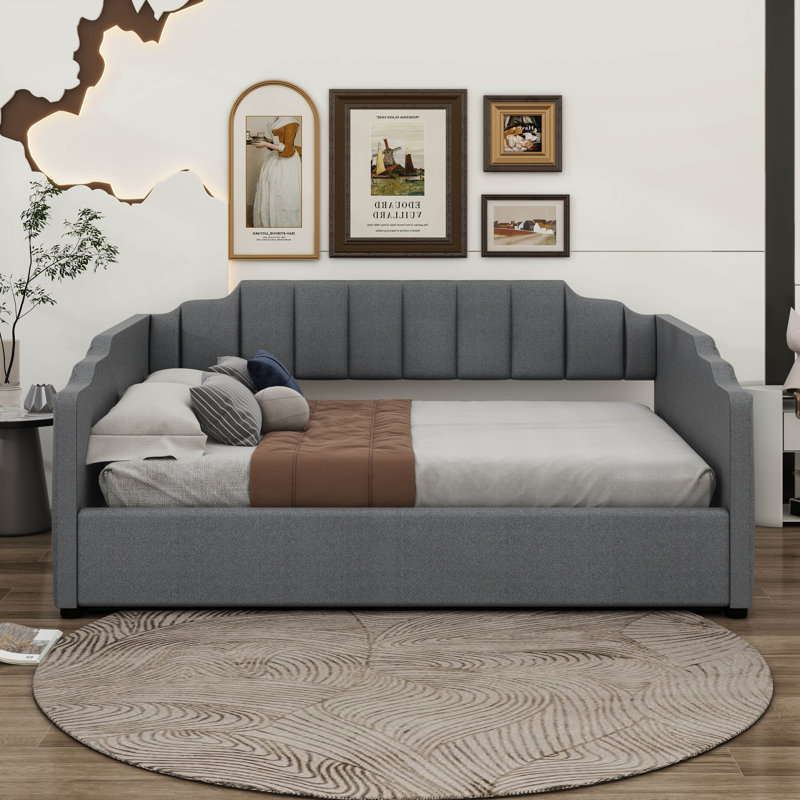 Upholstered Daybed With Underneath Storage, Gray, Full