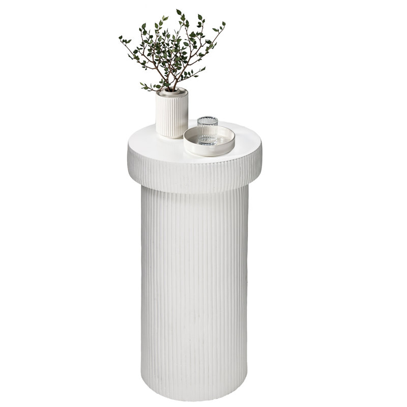 Table d'appoint d'extérieur à rayures blanches H 24,02 "MGO