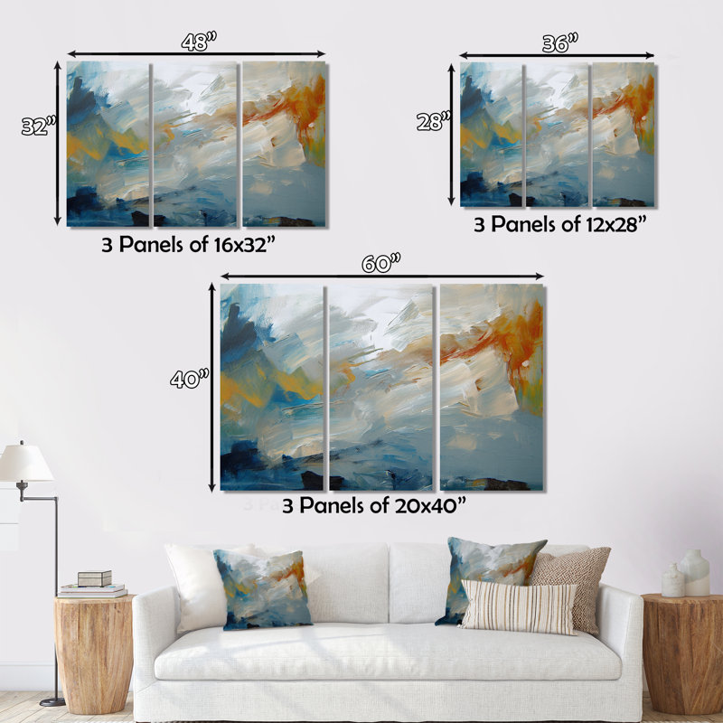 «Comforting Blue Nova Awesome Abstract», 3 pièces, H 40 po x l 60 po x P 1 po
