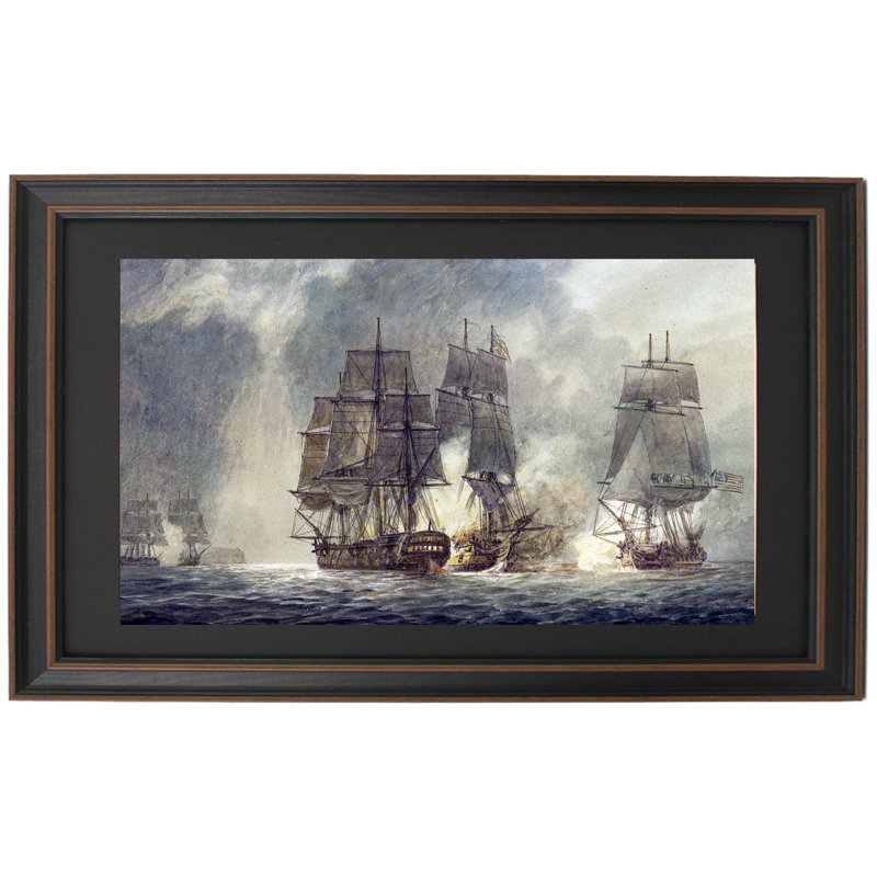 Frégates Continentales Bonhomme Richard et Alliance contre HMS Serapis par Irwin John Bevan, H 22 po x l 36 po