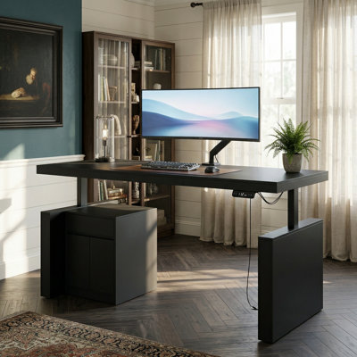 70.9" Electric Height-Adjustable Desk with Storage Cabinet, Drawer and 4 Memory Presets