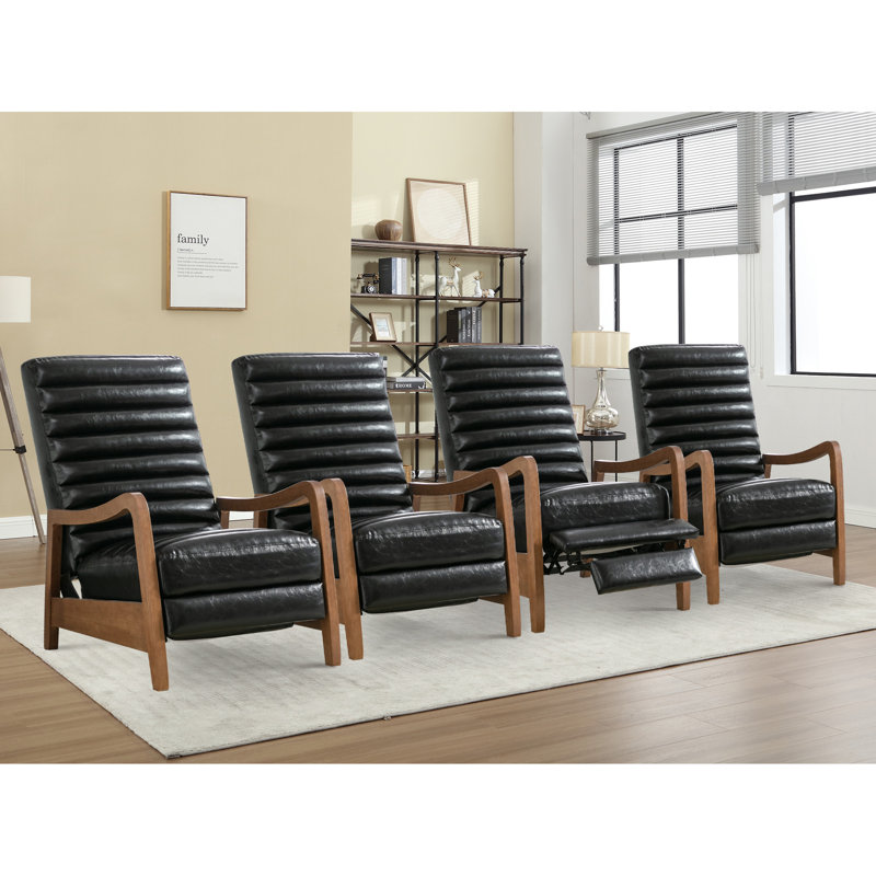 Fauteuil inclinable club 26 po Mid-Century, Noir