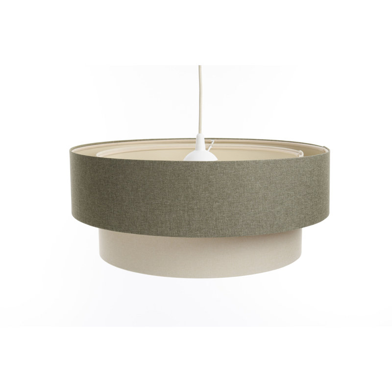 Zygi 1 - Light Cream Drum Pendant, Green Olive/Beige