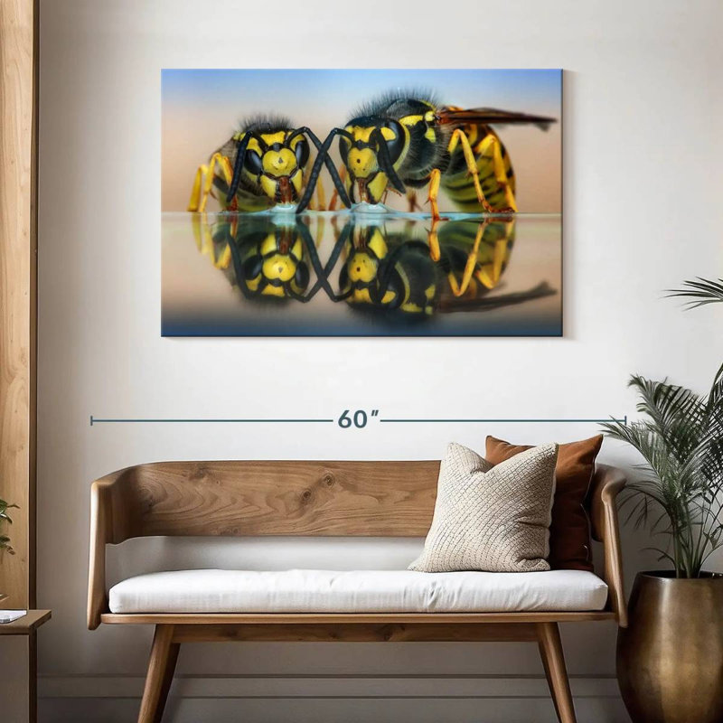 Brampt Two Wasps On Glass Table, 30" H x 45" W