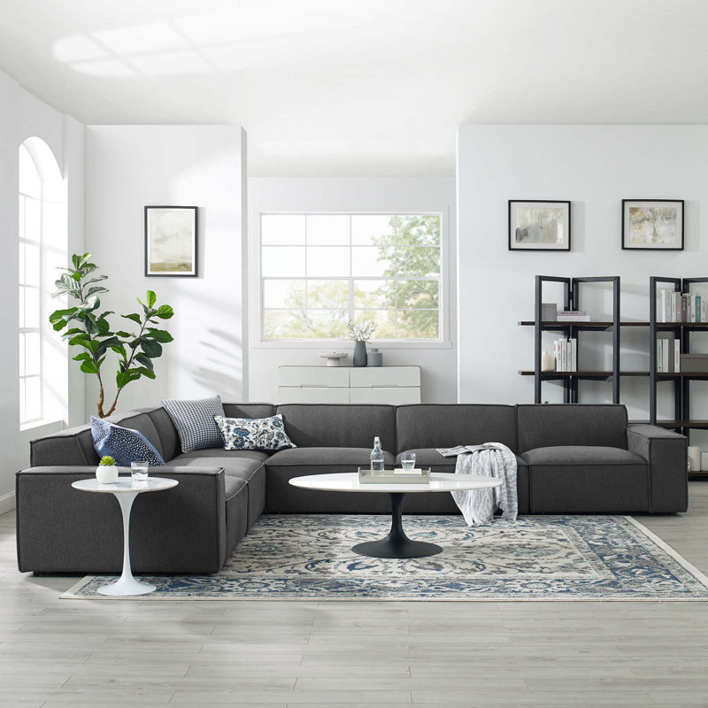 Restore 6-Piece Sectional Sofa, Charcoal Polyester