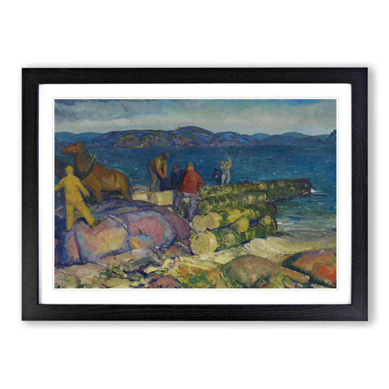 Dock Builders by George Bellows - Picture Frame Painting, 27cm H x 36cm W x 2cm D, Black Framed