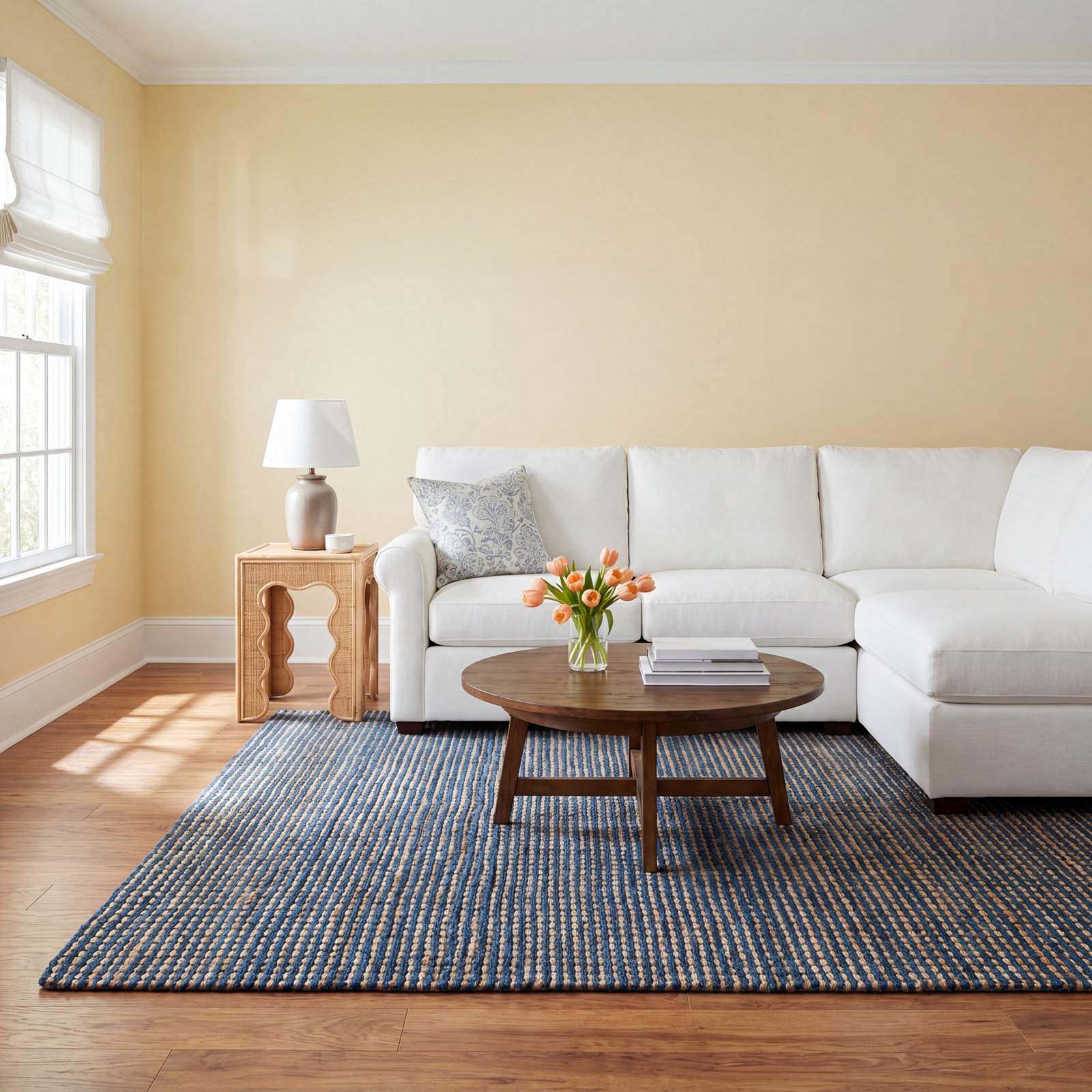 Isolde Handmade Navy/Brown Rug, Rectangle 8' x 10'