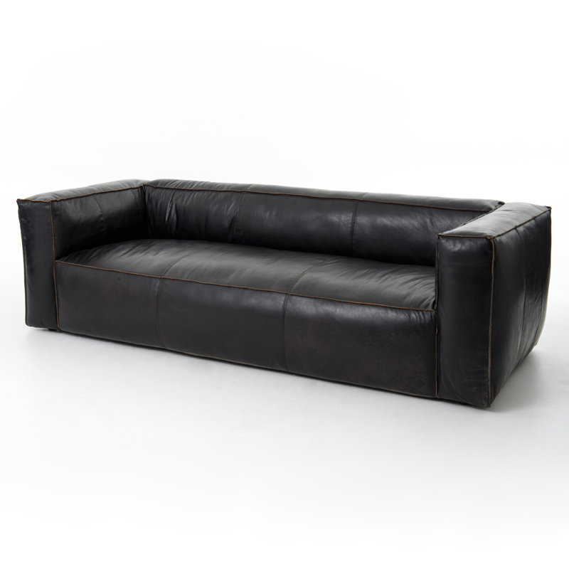 Nolita Sofa, Saiko Black Top Grain Leather