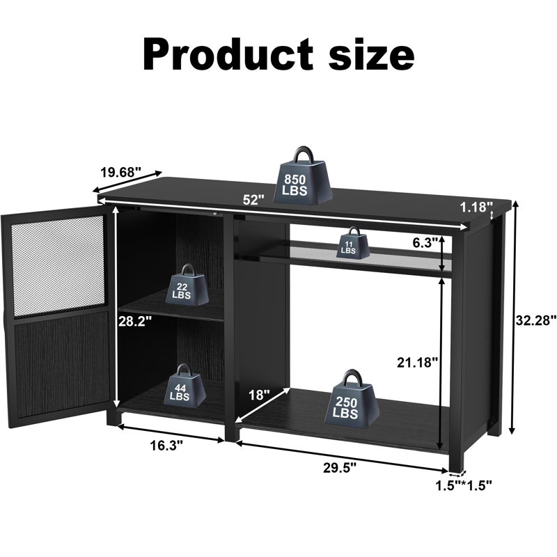 Heavy Duty Black Metal Aquarium Stand with Storage Cabinet for 55-75 Gallon Tanks